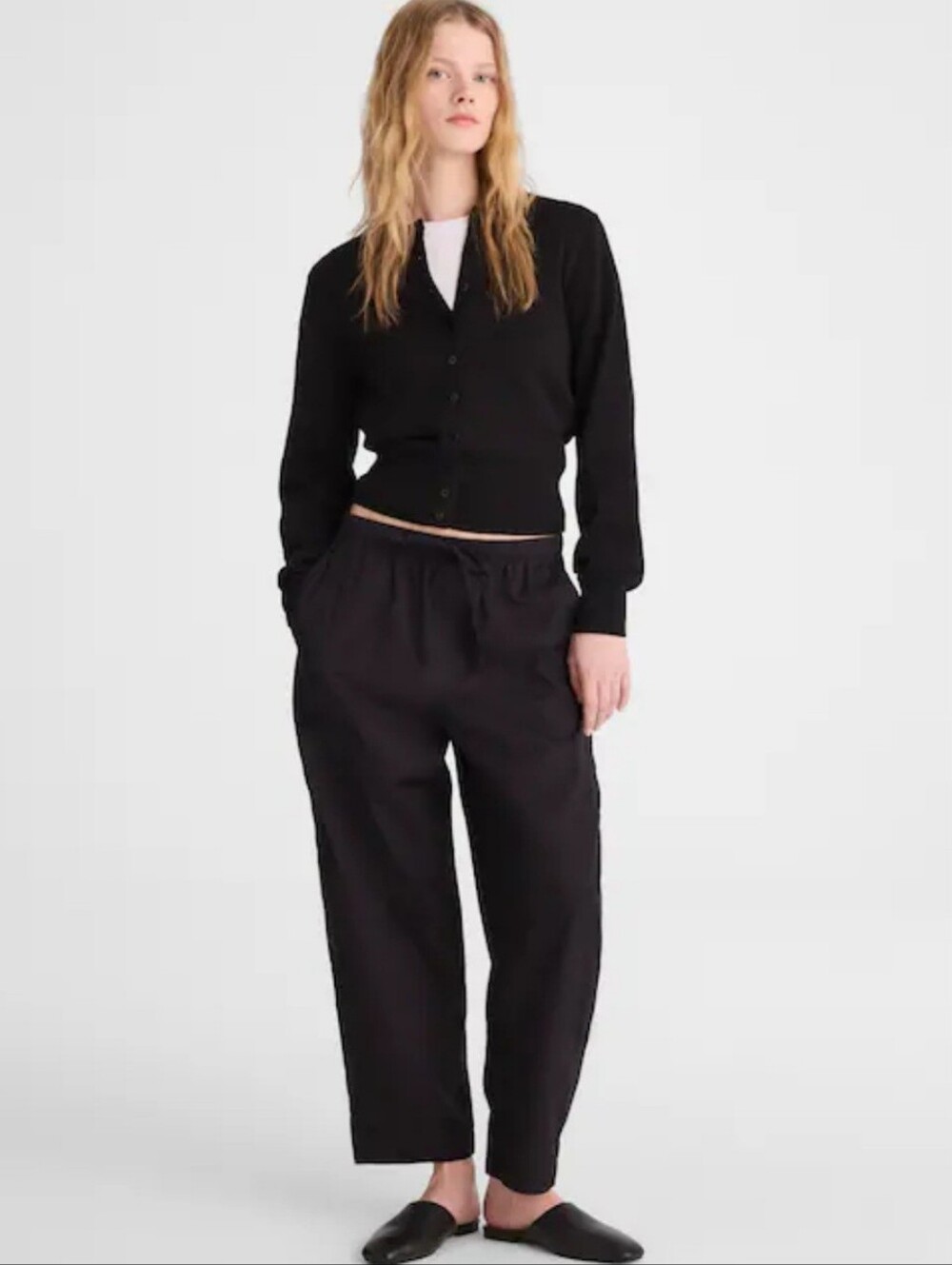 Madewell Black Wide-Leg Drawstring Pants